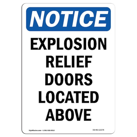 Signmission Safety Sign, OSHA Notice, 14" Height, Explosion Relief Doors Located Above Sign, Portrait OS-NS-D-1014-V-12274